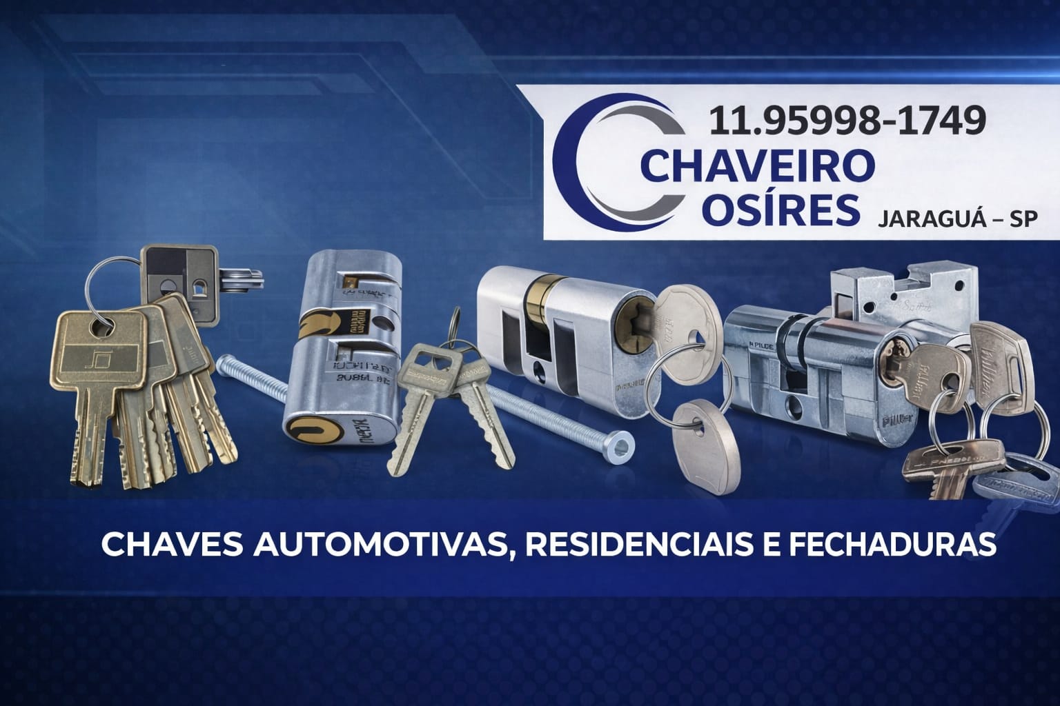 Chaves automotivas e cilindros apresentados pelo Chaveiro Osíres