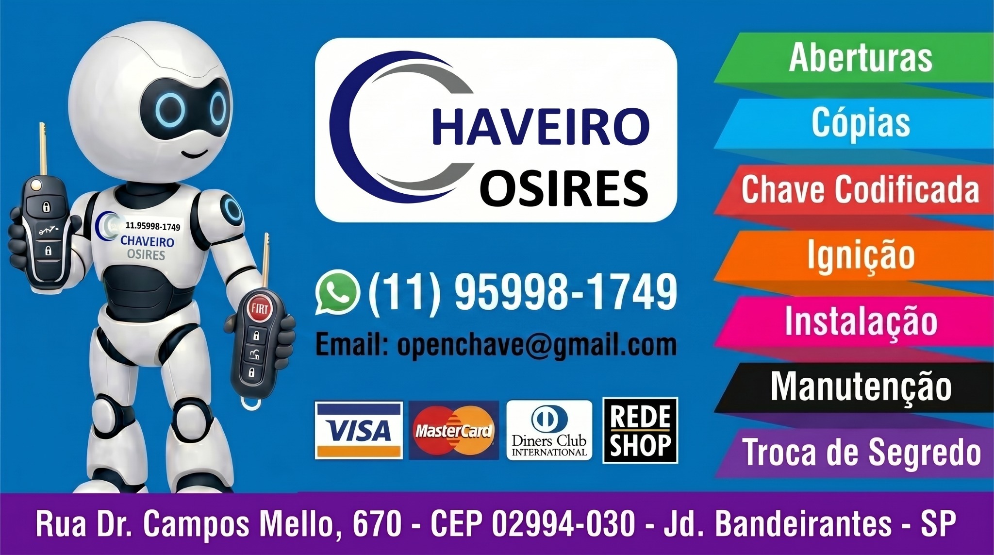 Robô promocional do Chaveiro Osíres